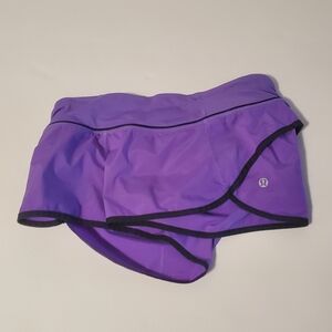 Women's Lululemon Run Speed Shorts Lined Purple Black 2" Inseam Size 4
